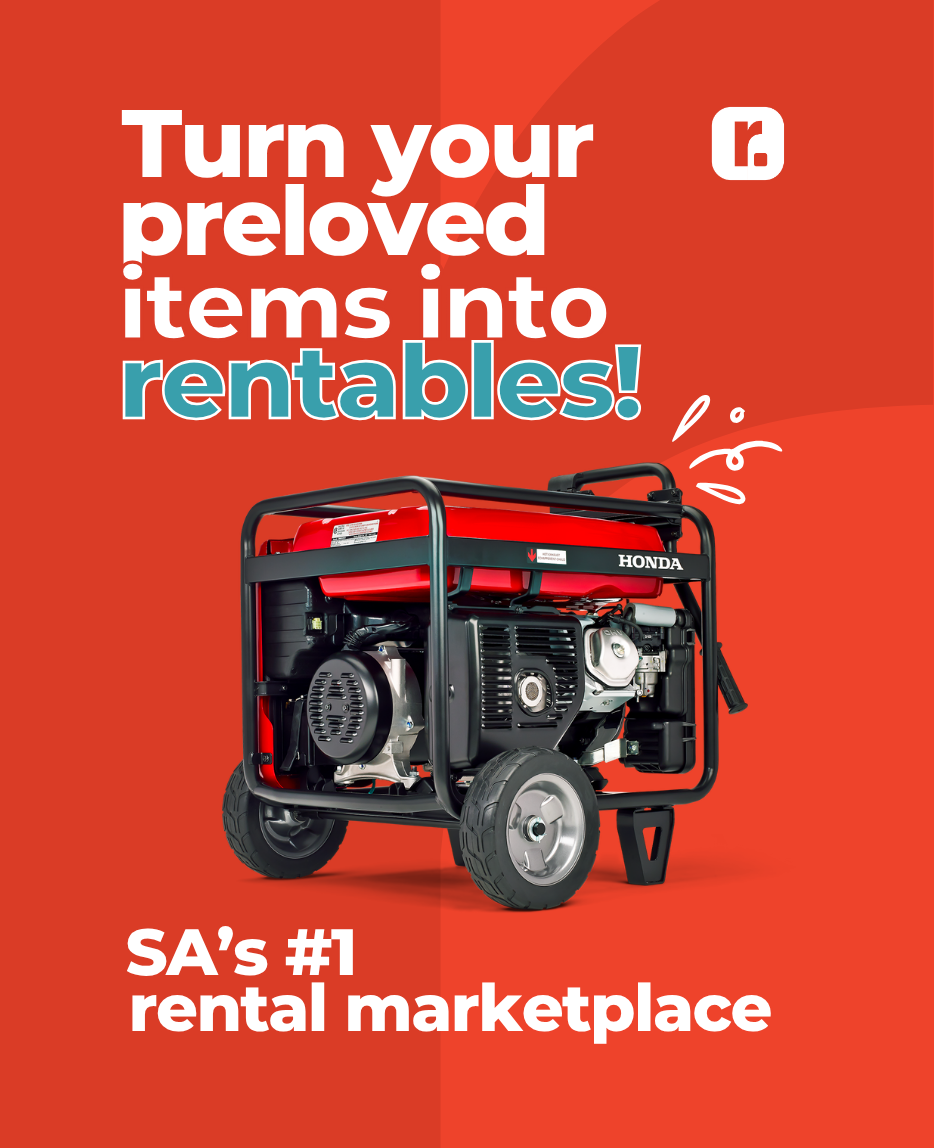 Turn your preloved items into rentables - SA's number one rental marketplace